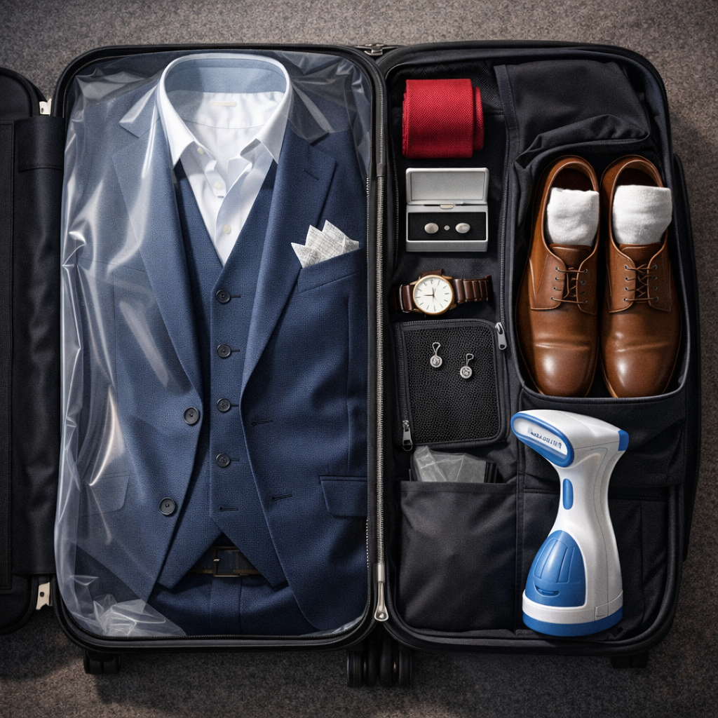 How to pack a suit in a carry-on without wrinkles