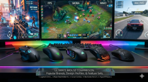 Comparison image of popular gaming mouse brands