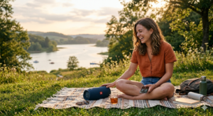 Living-room-setup-with-TV-and-speaker