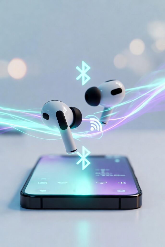 Earbuds connect iPhone