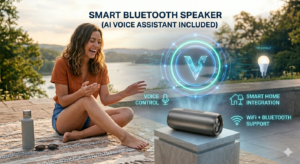 Smart-speaker-with-voice-assistant-interface. 