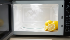 Clean microwave after using lemon cleaning method