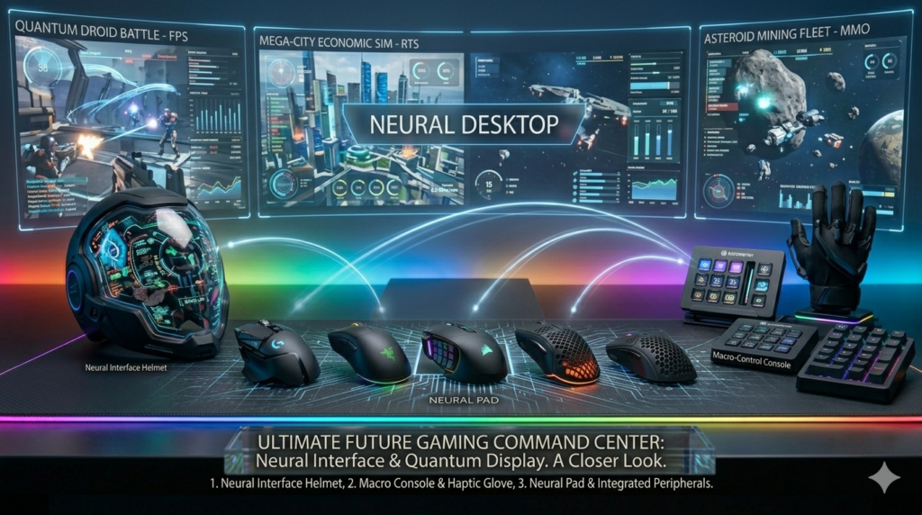 Gaming setup with mouse pad and accessories